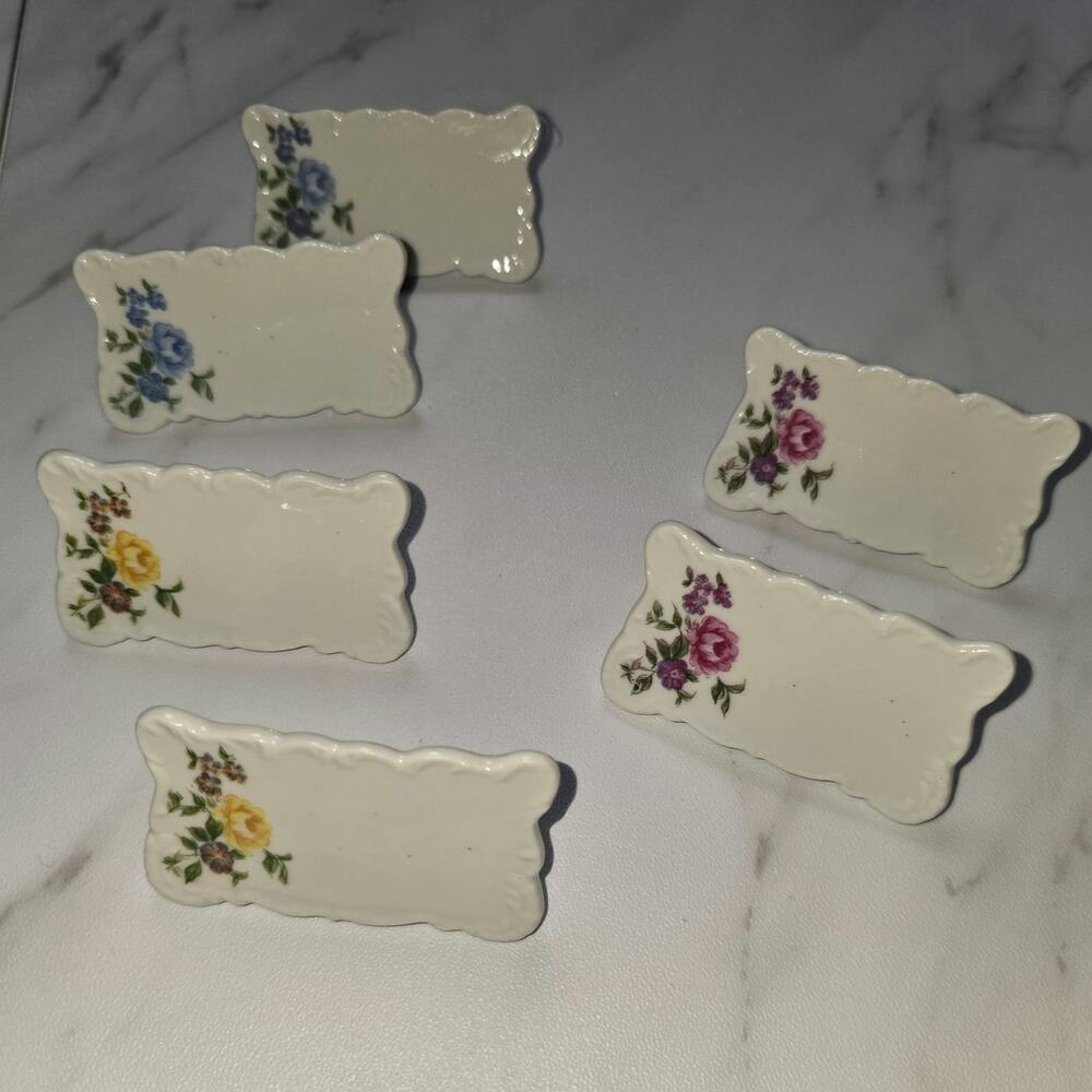 Shafford Japan Floral Porcelain Place Card Name Plate Menu Boards Boxed Set of 6